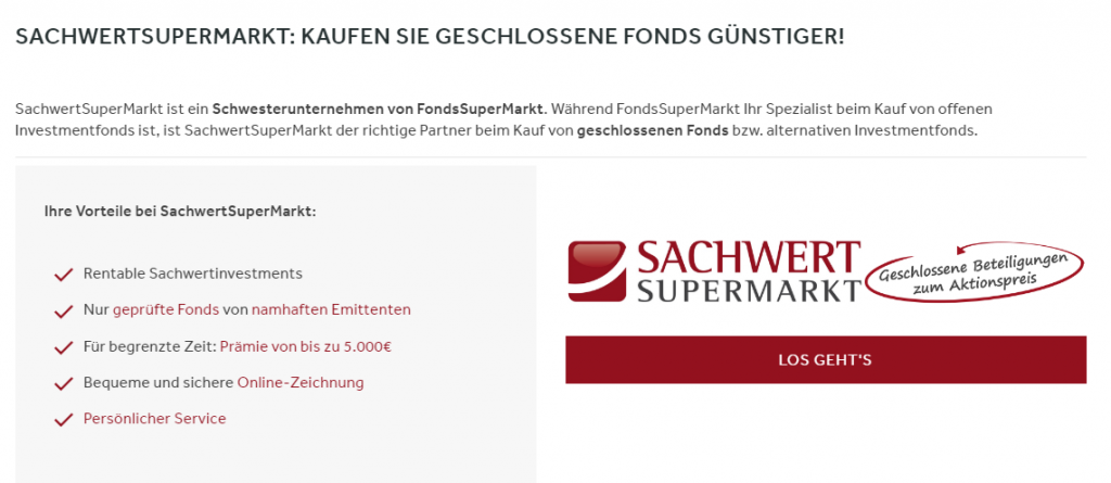 Via Fondssupermarkt werden auch Beteiligungen verkauft.