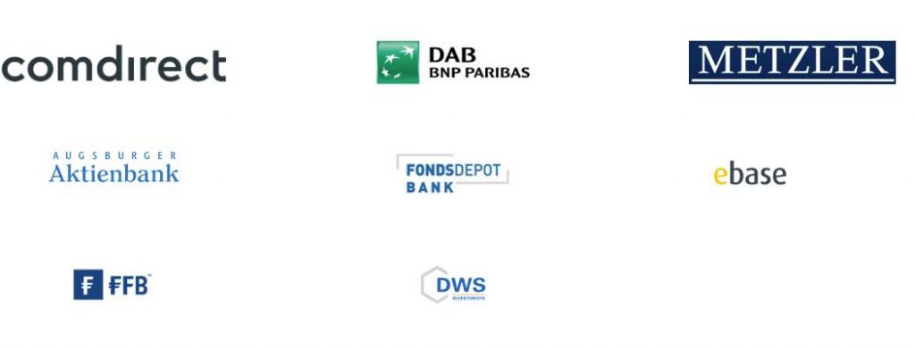 Ein guter Fondsdiscounter hat viele namhafte Partnerbanken - hier sehen Sie die Partnerbanken von Rentablo.