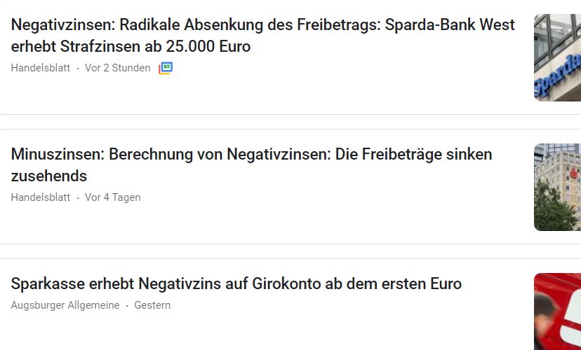 Negativzinsen häufen sich.